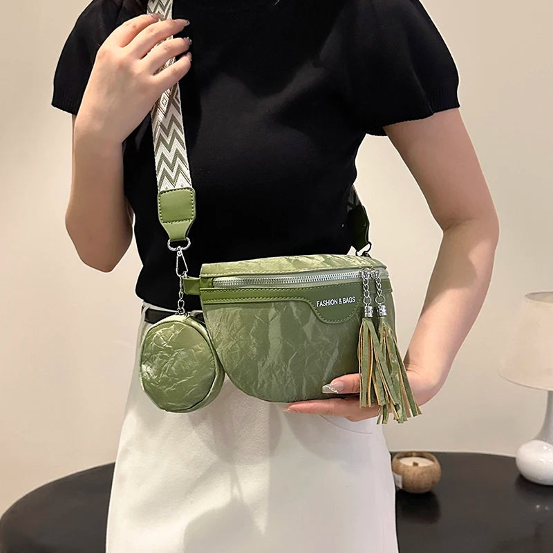 SAC BANANE FEMME DOUBLE FRANGE